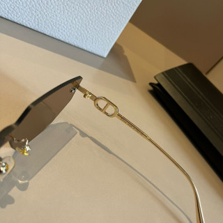 Dior Rimless Shield Sunglasses Gold & Brown view 8
