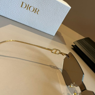 Dior Rimless Shield Sunglasses Gold & Brown view 9