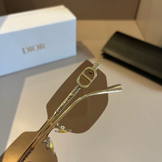 Dior Rimless Shield Sunglasses Gold & Brown view 10