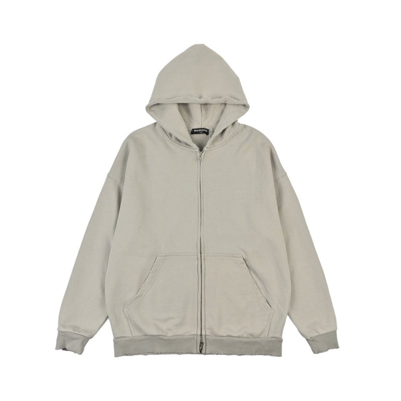 Cream Zip-Up Hoodie Sweatshirt view