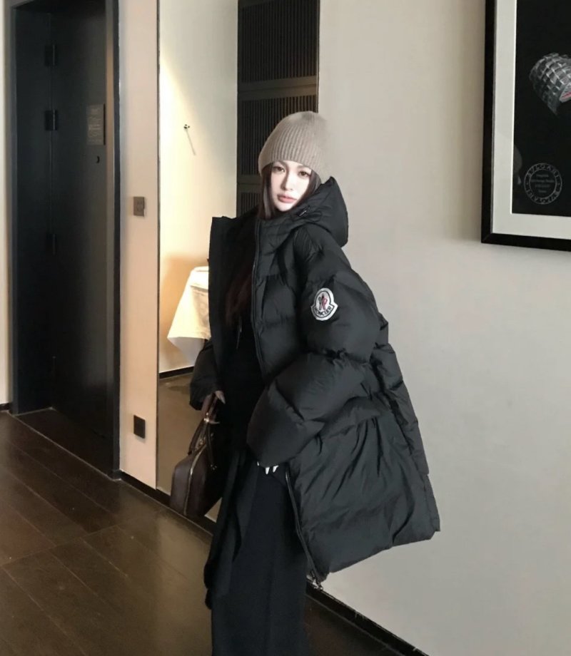 Black Puffer Down Jacket with Hood view