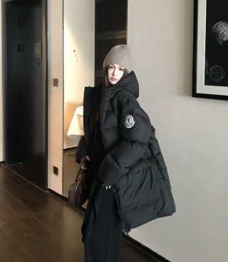 Black Puffer Down Jacket with Hood view 3