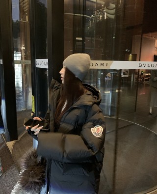 Black Puffer Down Jacket with Hood view 4