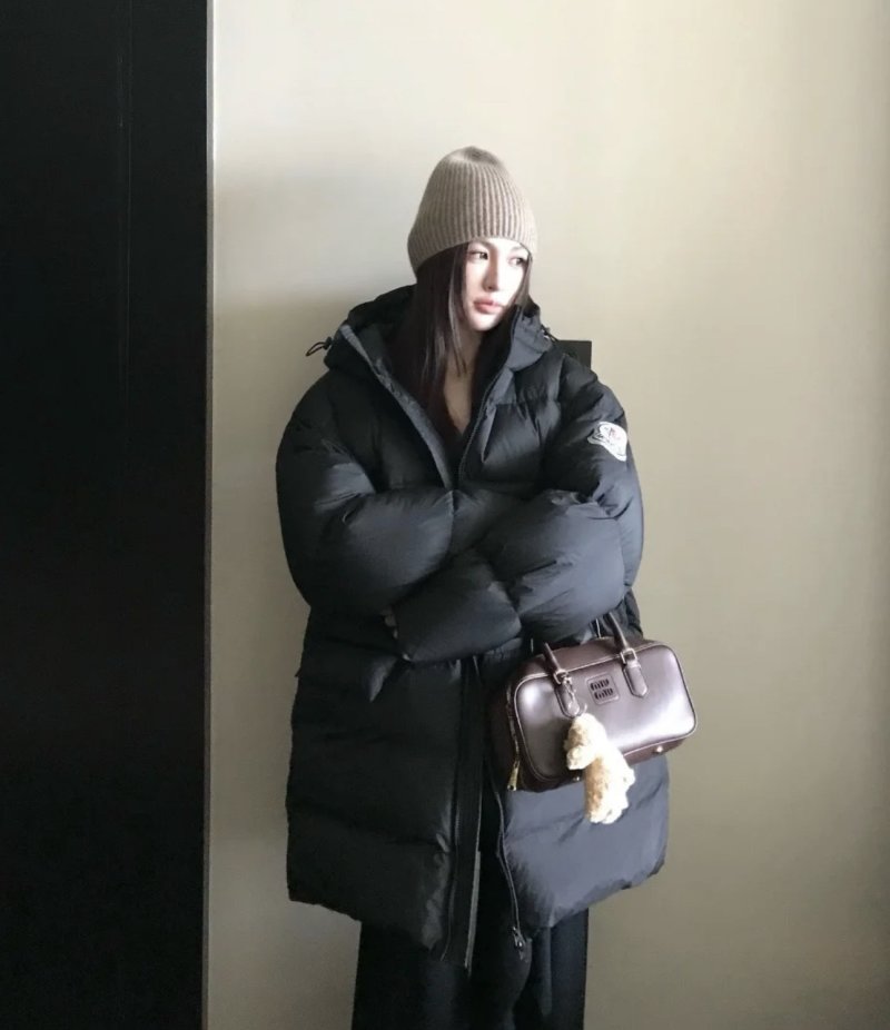Black Puffer Down Jacket with Hood view
