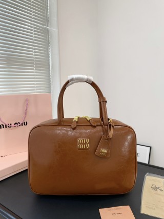 Miu Miu Bowling Briefcase Bag - Cognac Brown