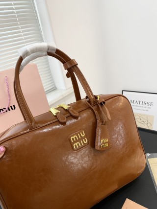 Miu Miu Bowling Briefcase Bag - Cognac Brown view 2