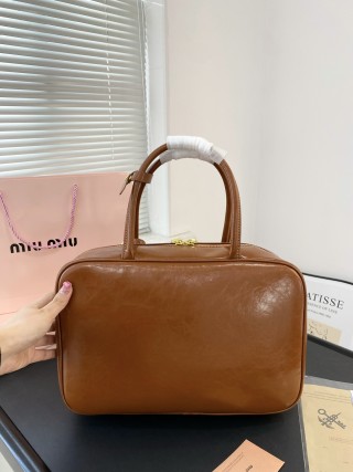 Miu Miu Bowling Briefcase Bag - Cognac Brown view 3