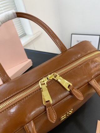 Miu Miu Bowling Briefcase Bag - Cognac Brown view 6