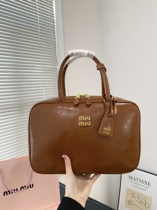 Miu Miu Bowling Briefcase Bag - Cognac Brown view 7