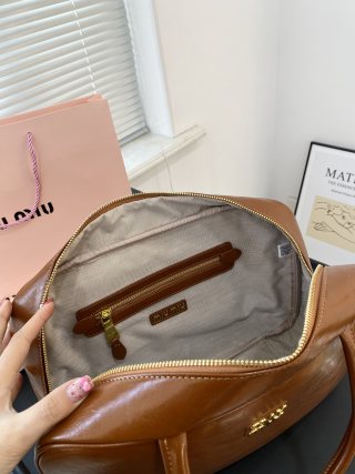 Miu Miu Bowling Briefcase Bag - Cognac Brown view 9