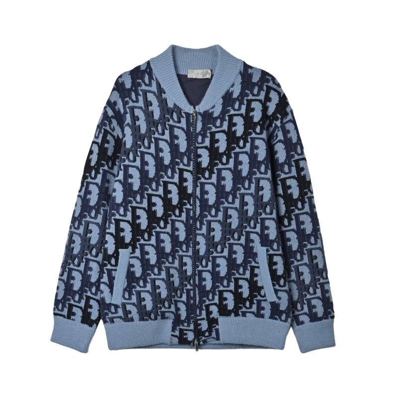Dior Monogram Jacquard Zip Jacket Blue view