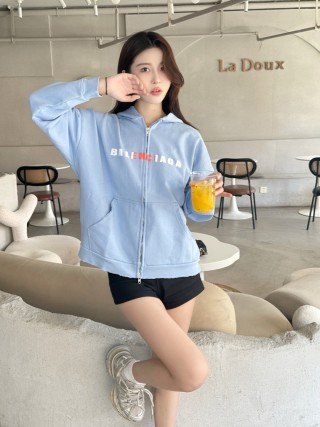 Balenciaga Light Blue Logo Zip-Up Jacket view 3