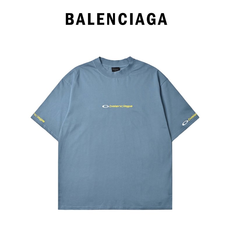 Balenciaga Blue Logo Short Sleeve T-Shirt view