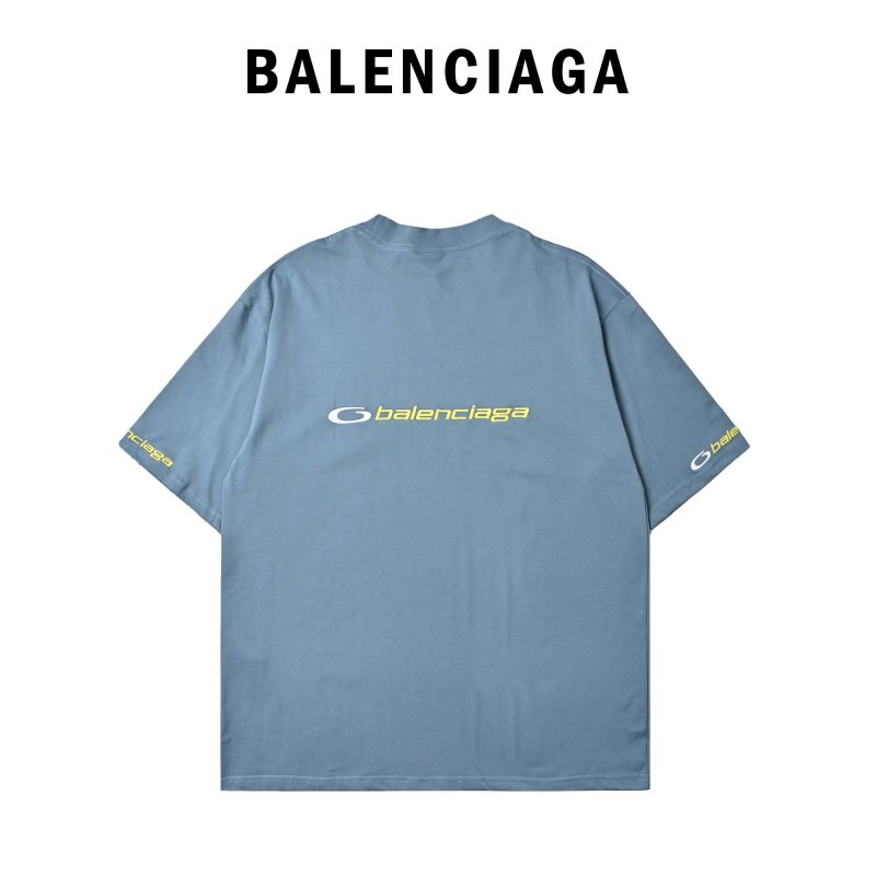 Balenciaga Blue Logo Short Sleeve T-Shirt view