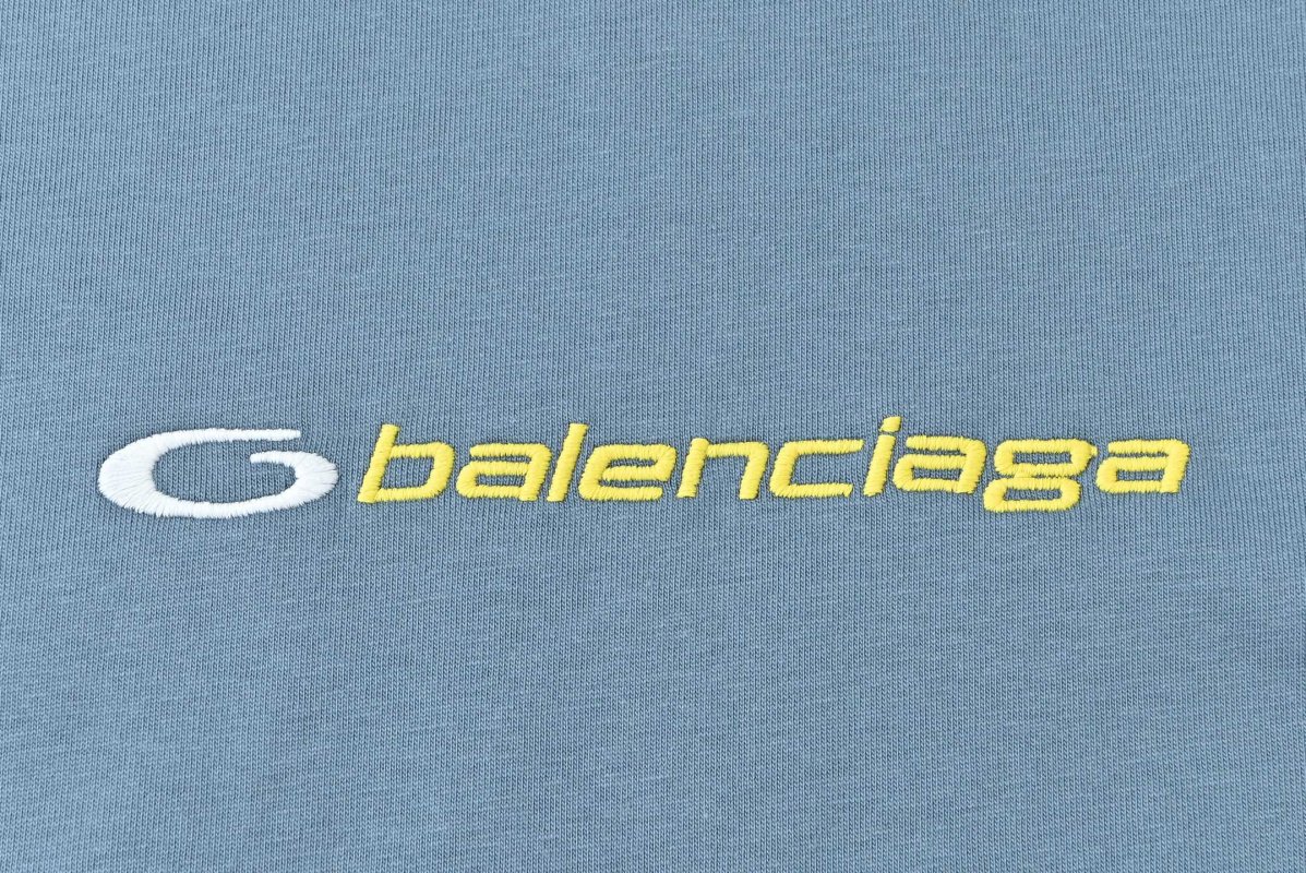 Balenciaga Blue Logo Short Sleeve T-Shirt view