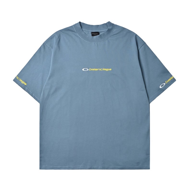 Balenciaga Blue Logo Short Sleeve T-Shirt view
