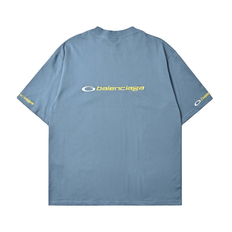 Balenciaga Blue Logo Short Sleeve T-Shirt view