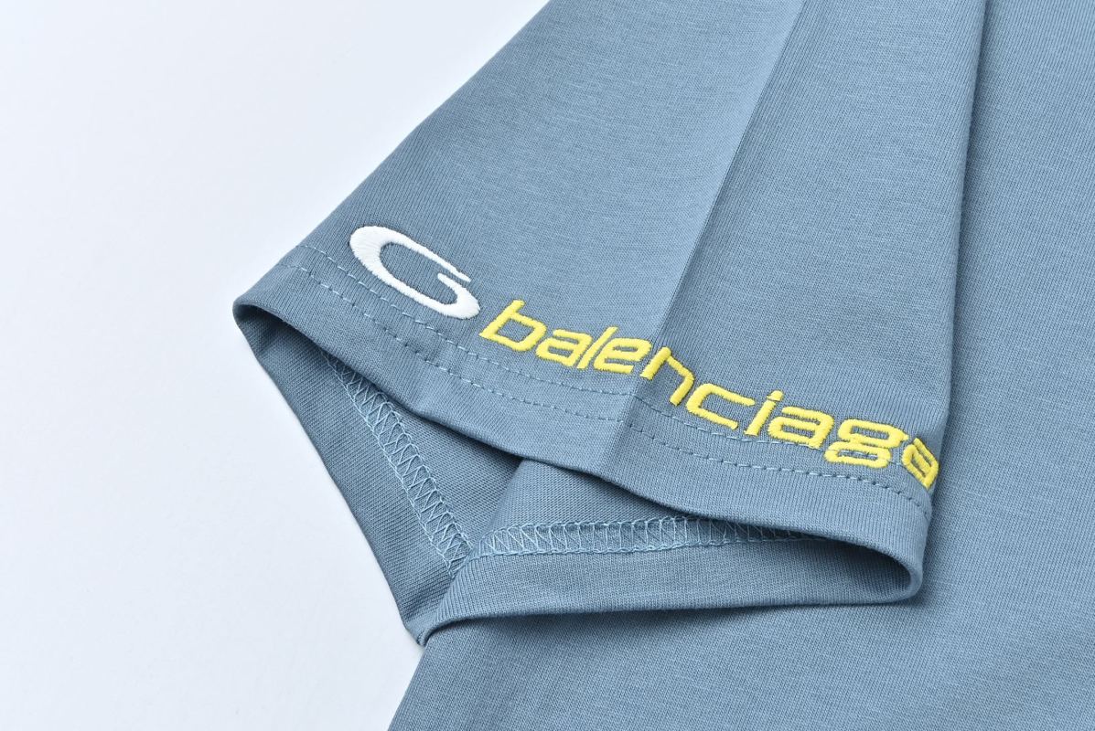 Balenciaga Blue Logo Short Sleeve T-Shirt view