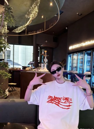 Balenciaga Distressed Logo White T-Shirt