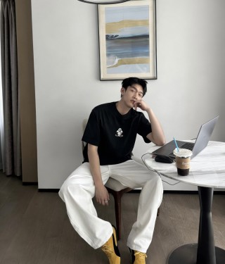 Black Short Sleeve T-Shirt with Graphic Print view 5