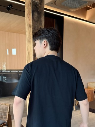 Black T-Shirt with Floral Embroidery Detail view 9