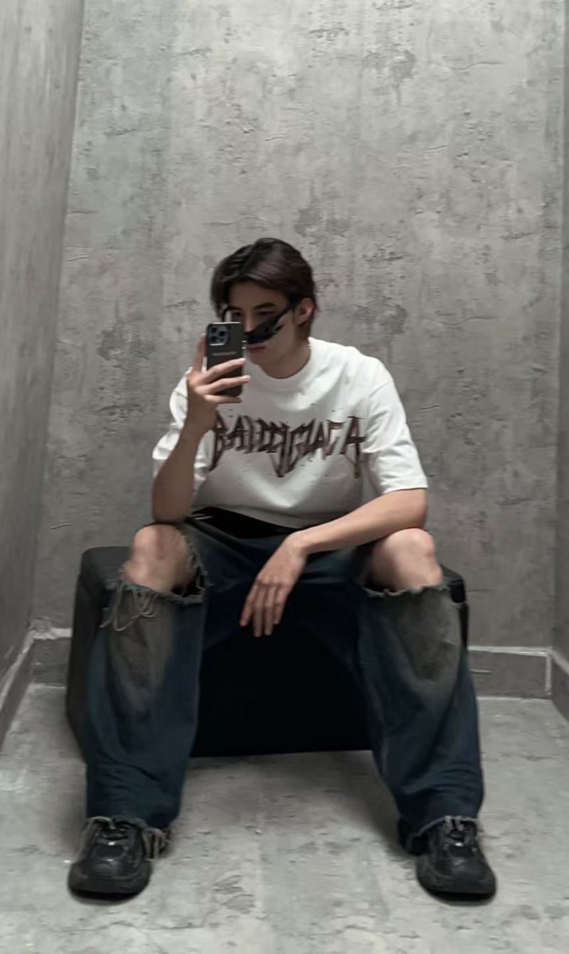 Balenciaga Gold Graffiti Logo White T-Shirt view