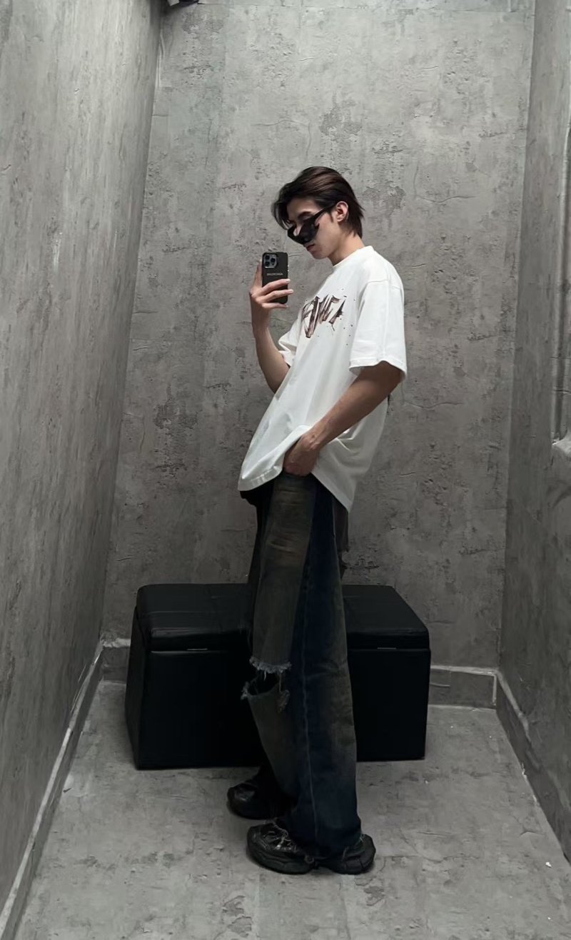 Balenciaga Gold Graffiti Logo White T-Shirt view