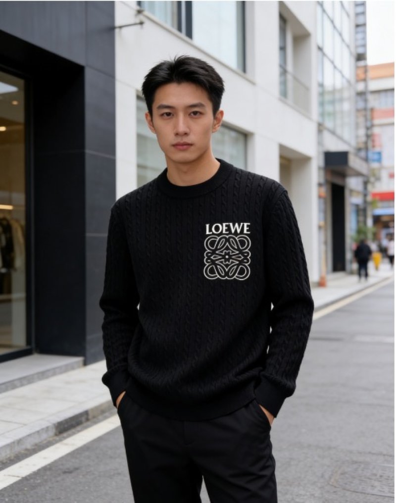Loewe Anagram Logo Black Crewneck Sweater