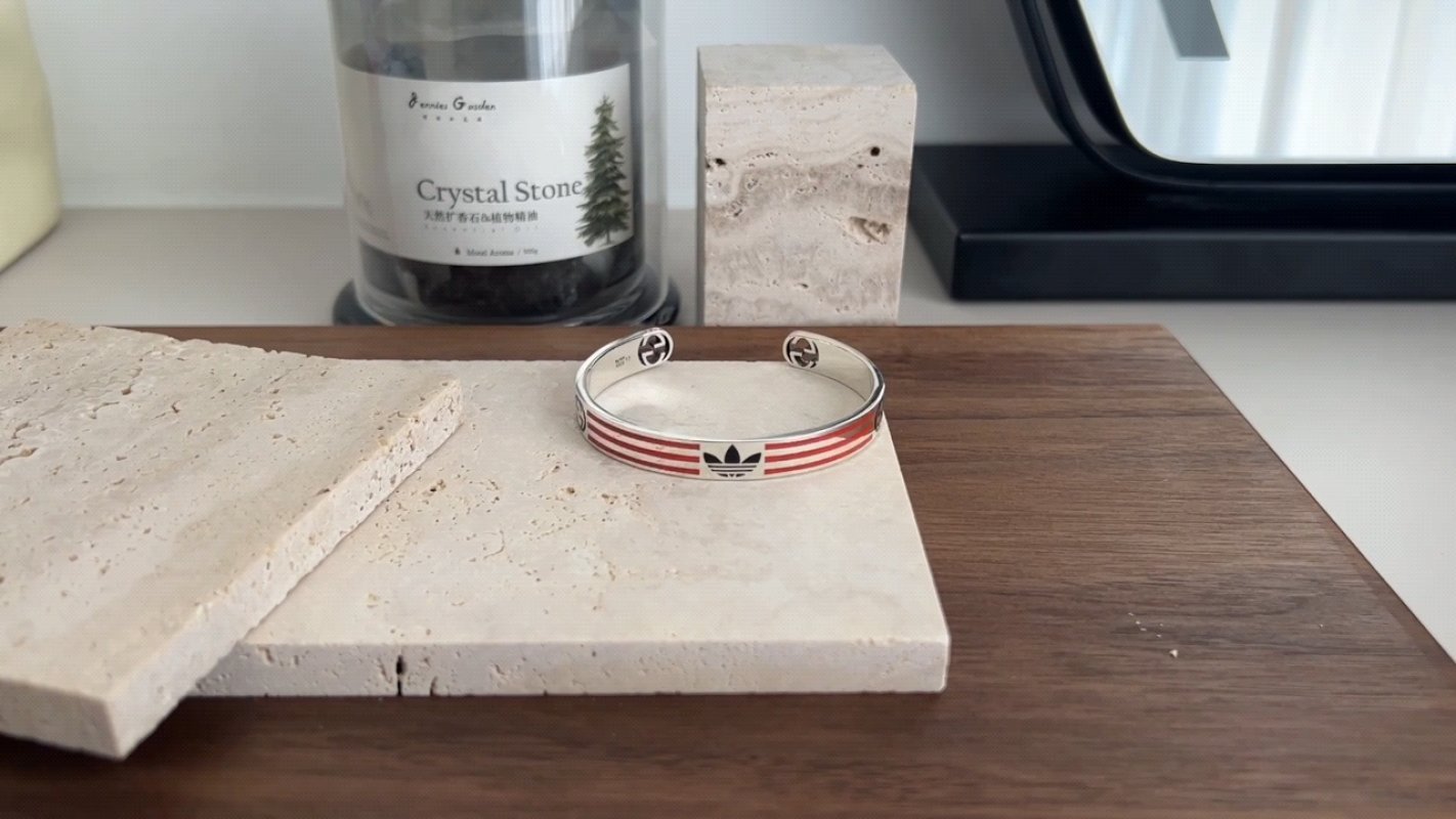 Gucci x Adidas Double G Trefoil Collaboration Bracelet Red