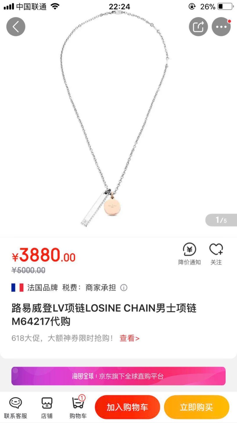 Louis Vuitton Losine Chain Silver Necklace M64217