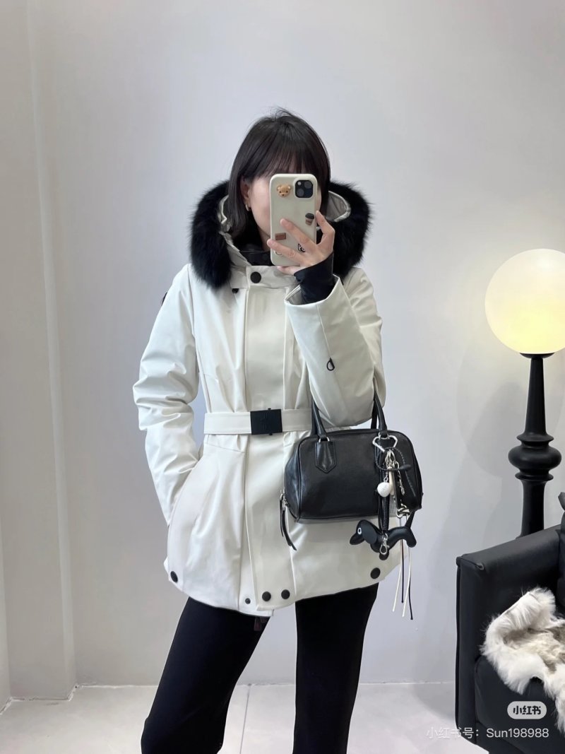 Premium White Down Jacket with Black Fur Hood view