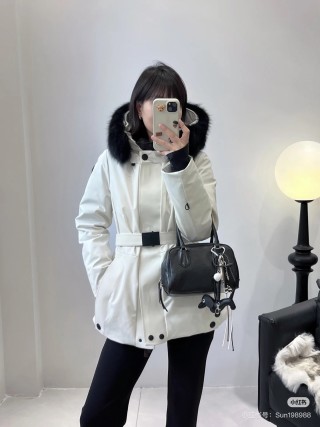 Premium White Down Jacket with Black Fur Hood view 7