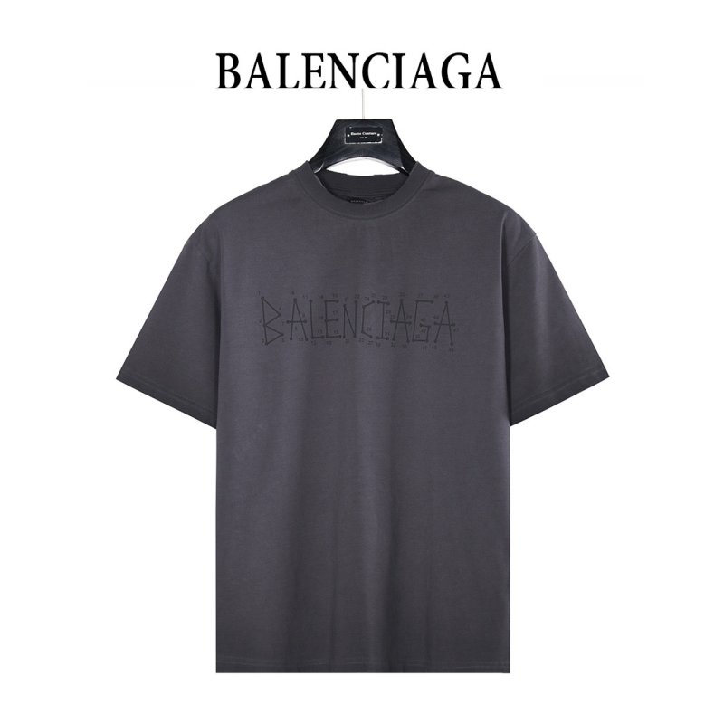 Balenciaga Embroidered Logo Oversized T-Shirt Charcoal view