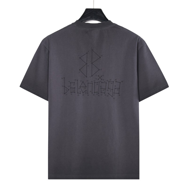 Balenciaga Embroidered Logo Oversized T-Shirt Charcoal view