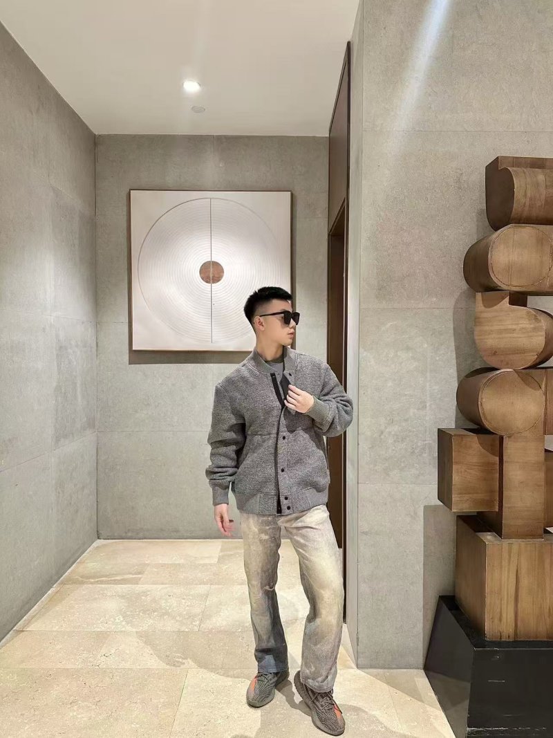 Grey Wool Blend Button-Up Shirt Jacket