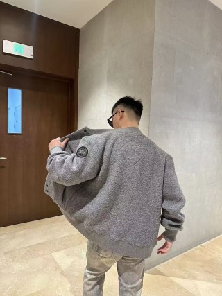 Grey Wool Blend Button-Up Shirt Jacket view 2