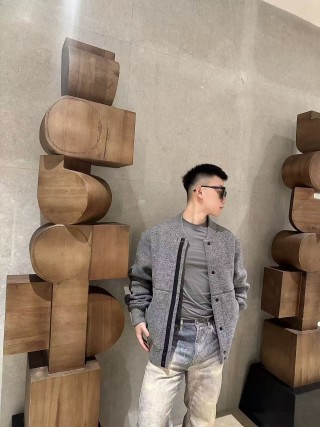 Grey Wool Blend Button-Up Shirt Jacket view 3