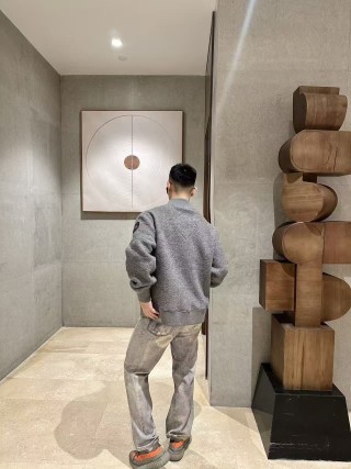 Grey Wool Blend Button-Up Shirt Jacket view 4