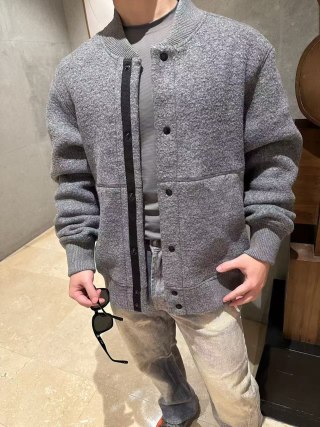 Grey Wool Blend Button-Up Shirt Jacket view 5