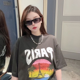 Paris Sunset Graphic Black T-Shirt view 5