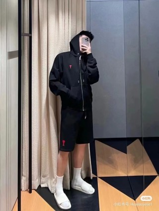 Black Premium Shorts with Red Accent Detail view 2