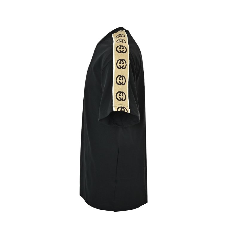 Gucci Black T-Shirt with Gold Stripe Sleeve view