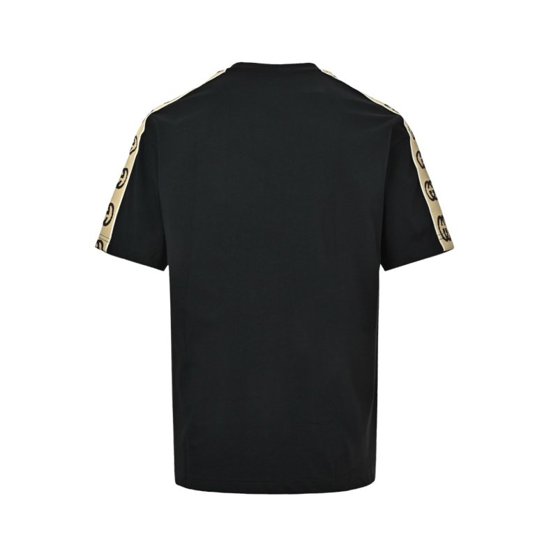 Gucci Black T-Shirt with Gold Stripe Sleeve view