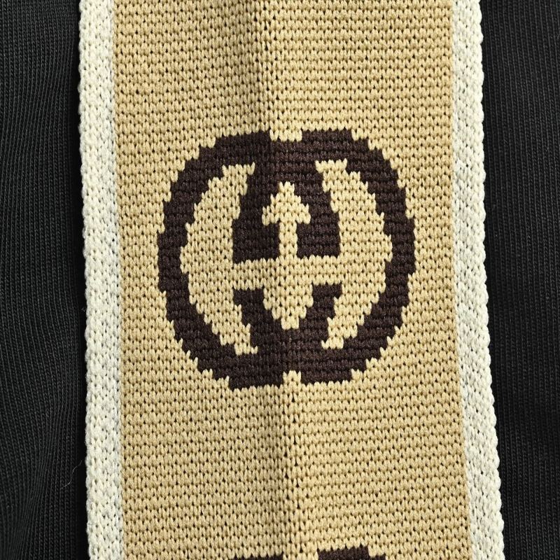 Gucci Black T-Shirt with Gold Stripe Sleeve view