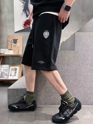 Essentials Black Shorts with Emblem Badge