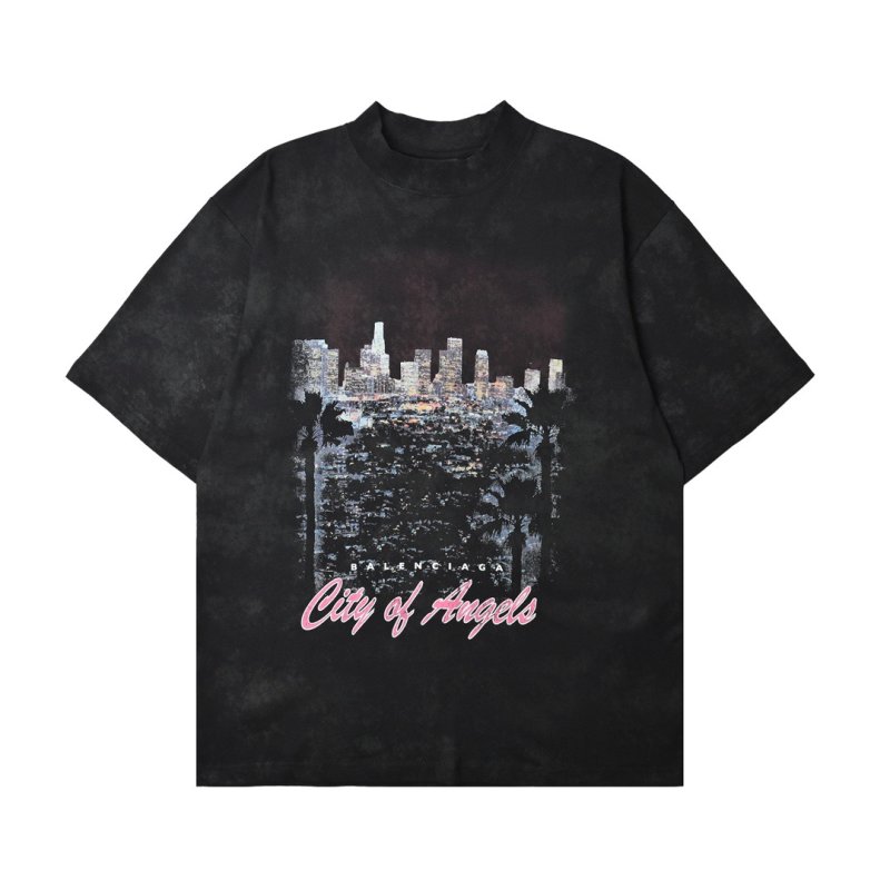 Black Cityscape Graphic Short Sleeve T-Shirt view