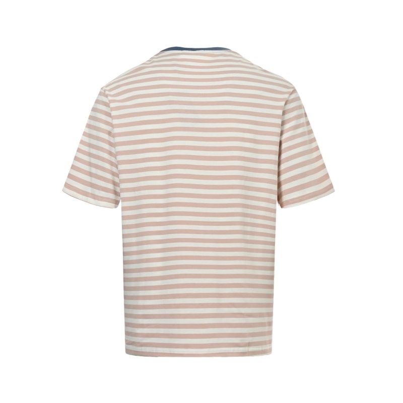 Peach & White Striped Crew Neck T-Shirt view