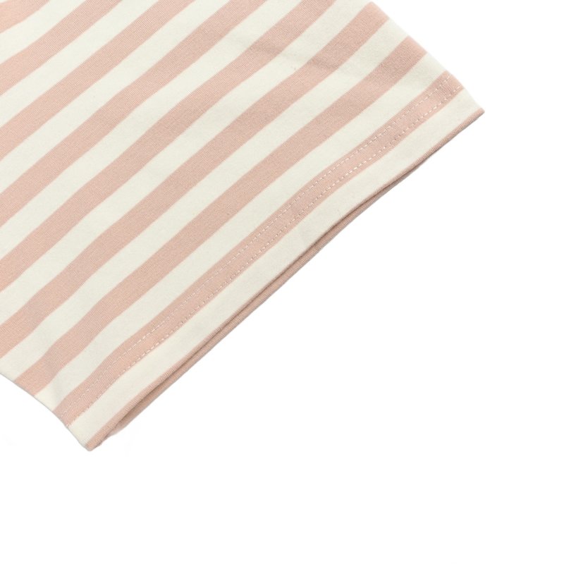 Peach & White Striped Crew Neck T-Shirt view