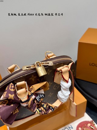 Louis Vuitton Alma Monogram Canvas Handbag Brown view 8