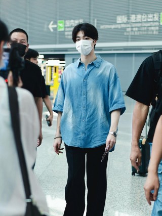 Light Blue Denim Button-Up Shirt view 3